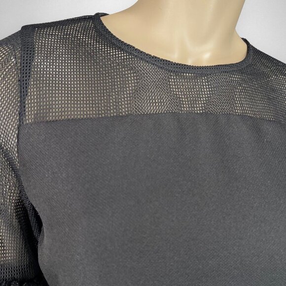GRACIA Large Black Mesh Bell Shaped Sleeves Top Party - Picture 6 of 9